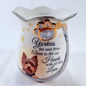 The Bradford Exchange Yorkies Are Sent From Above Porcelain Candle Holder